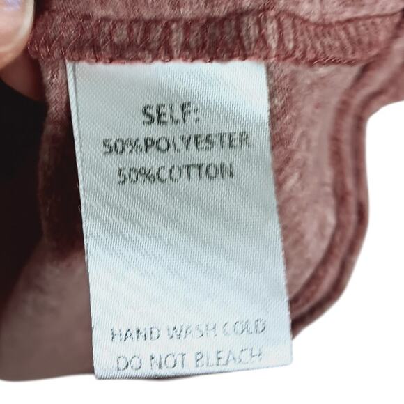 EASEL Top Raw Hem Heather Rose 3/4 Sleeves Snap V-Neck - Large - Picture 8 of 8